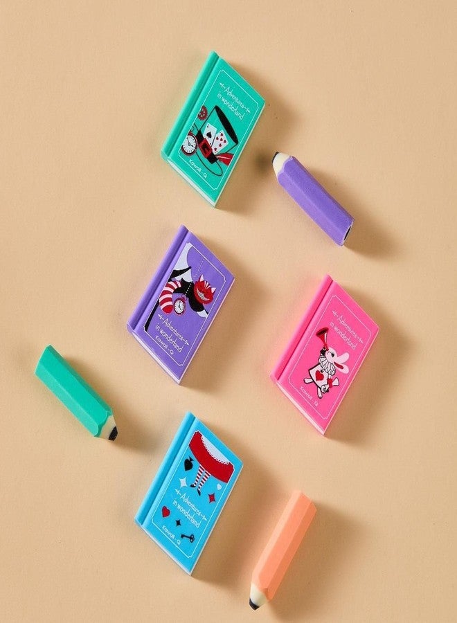 Parshya Eraser for Kids Mini Pencil or Book Shape Erasers Set for Kids, Kawaii Eraser Set Cute Rubber for Kid Students School Office Stationery Pack of 4 Book 3 Pencil Eraser (Book and Pencil Eraser) - Image 5